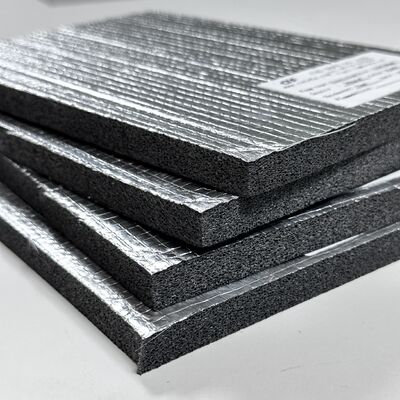 Semi Open Cell PO Foam Black Acoustic Insulation Sheets Laminated With Aluminum Foil And Self Adhesive Base Effective Noise Reduction Heat Isolation For Air Duct Systems And General Construction