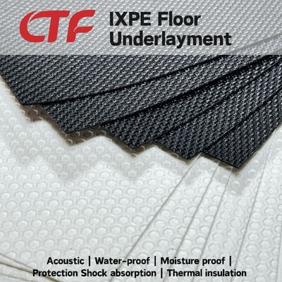 กันความชื้นเงียบ IXPE คูชั่น Underlay Pad อพาร์ทเมนต์พื้นรองเท้าสําหรับ PVC SPC Floors โรงแรม โรงพยาบาล การใช้งานก่อสร้าง