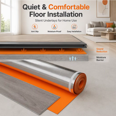 IXPE Foam Floor Underlayment Sound Absorbing Moisture Resistant Cushion for PVC SPC Vinyl Floor เหมาะสําหรับอพาร์ทเม้นท์ โรงแรมและโรงพยาบาล
